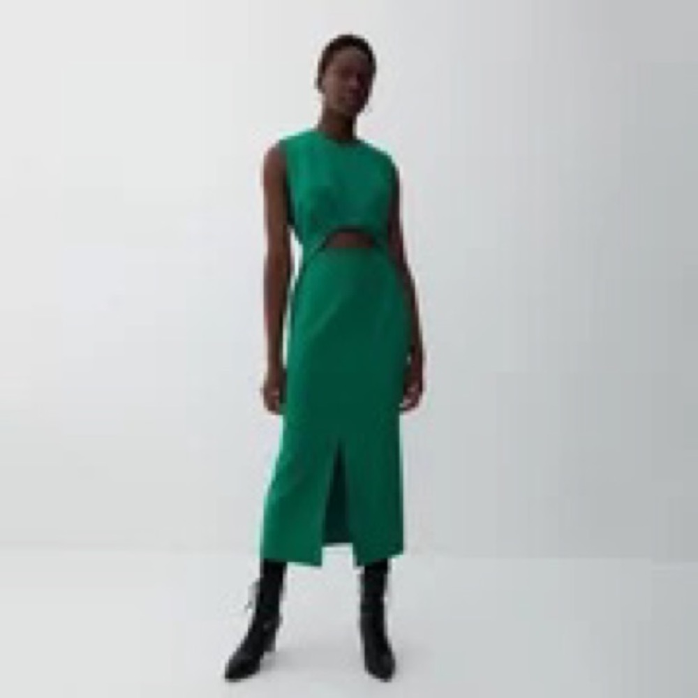 Reserved green pencil cutout midi dress